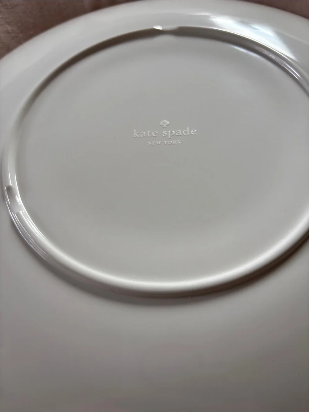 2 Kate Spade Melamine NOT plastic Navy Blue Polka Dot Dinner Plates White Dots